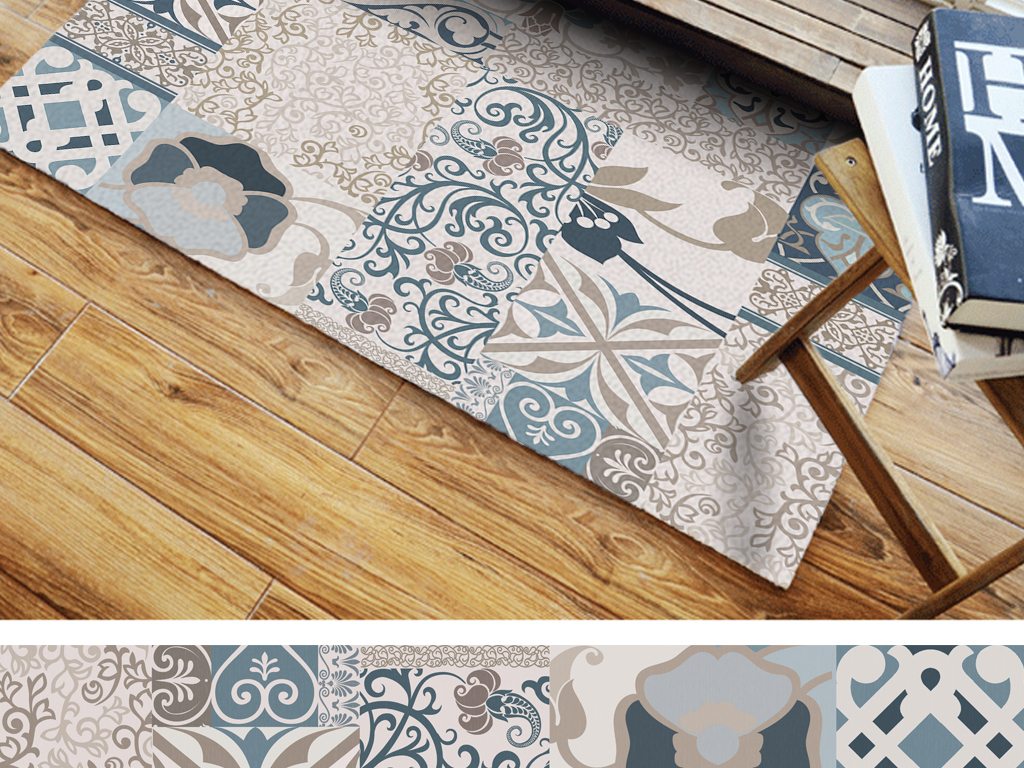 精美欧式花纹组合北欧奢华舒适风客厅地毯