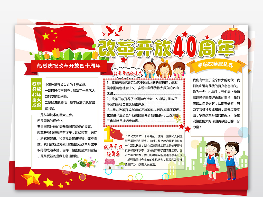改革开放40周年手抄报文明城市小报