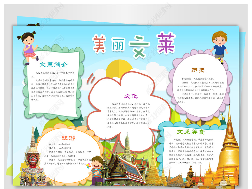 原创美丽的文莱手抄报版权可商用