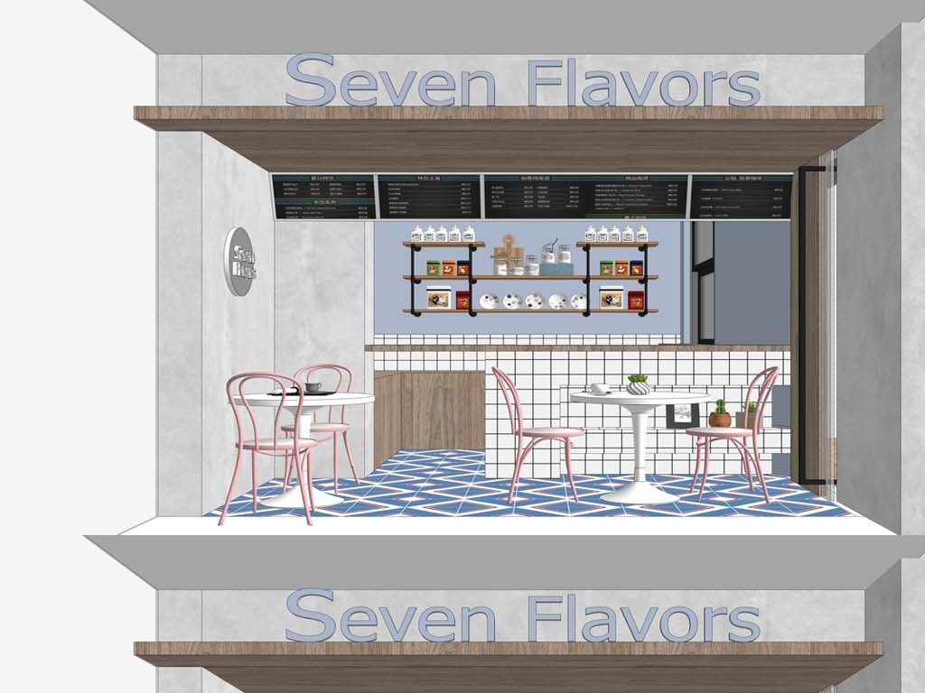 奶茶店su现代模型图下载