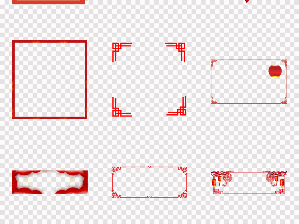 2019猪年中国风红色边框花纹新年喜庆海报边