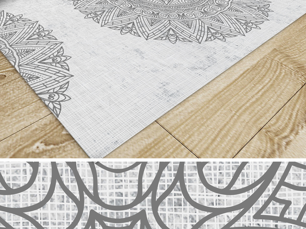 地毯 现代简约 ></p></a> 北欧复古白色花纹客厅茶几床边毯花纹地毯  素材图片