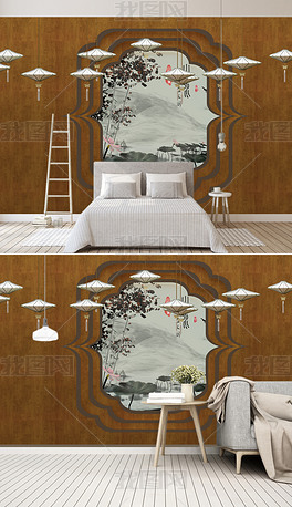 山水屏风效果图片 center