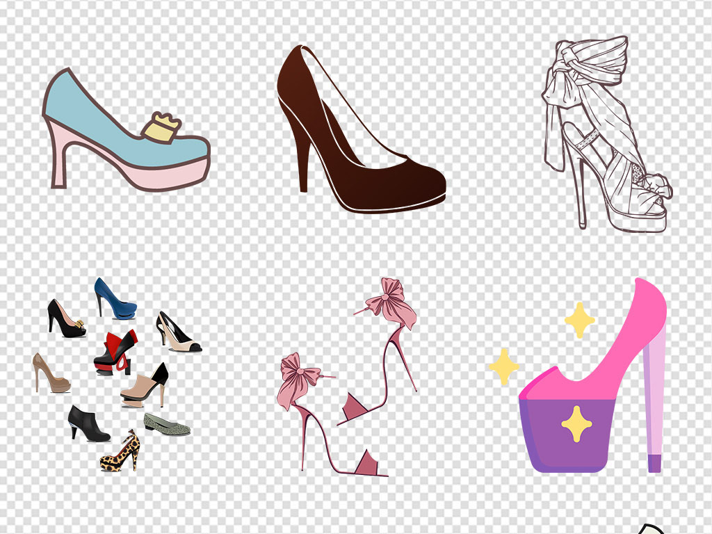 手绘红色高跟鞋女鞋时尚女鞋PNG免抠素材