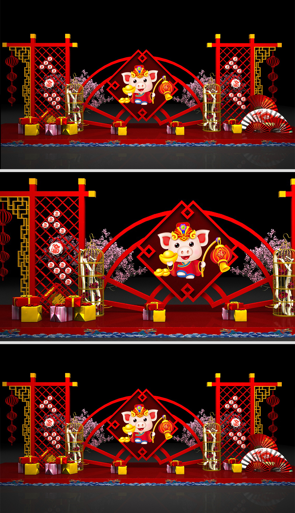 原创2019新年布置美陈春节商场堆头氛围布置-版权可商用
