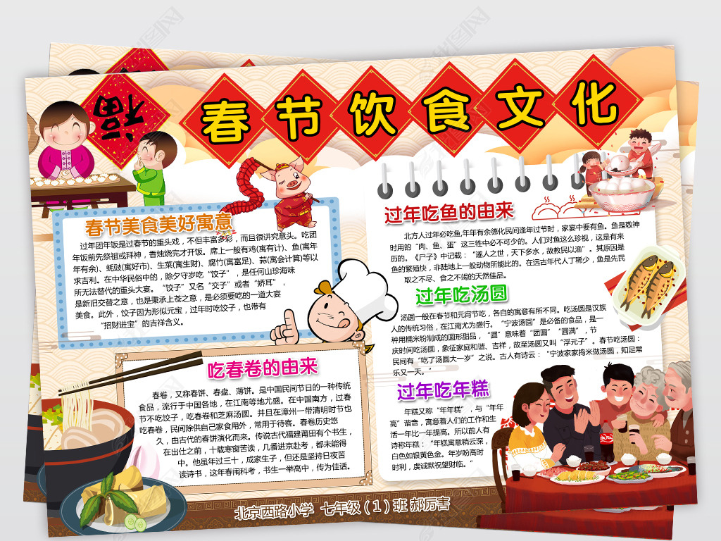 春节饮食文化小报猪年春节新年小报手抄报
