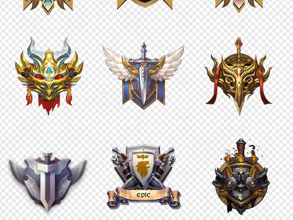 游戏角色徽章赛事排位称号名次PNG素材