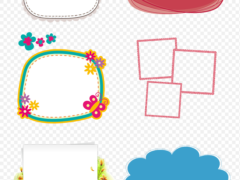 卡通边框气泡对话框读书小报海报素材背景图片