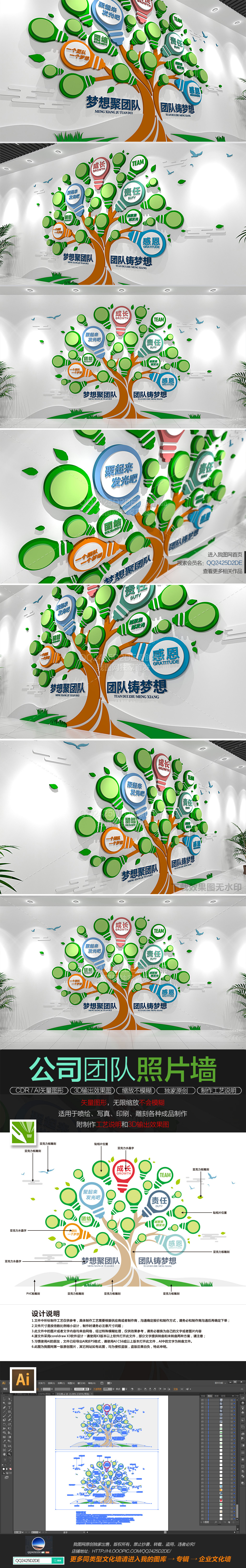大树灯泡创意团队照片墙企业文化墙员工风采