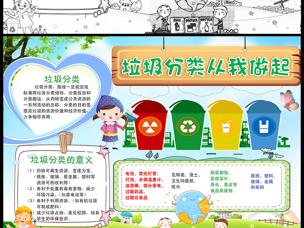 垃圾分类手抄报人口_垃圾分类手抄报(2)