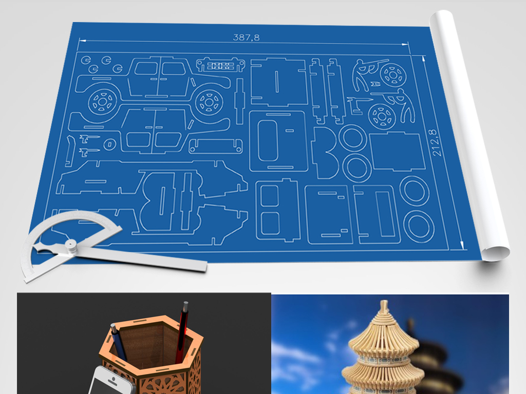 激光切割工艺品CAD图纸3D响应图为什么cad2010拼装无图片