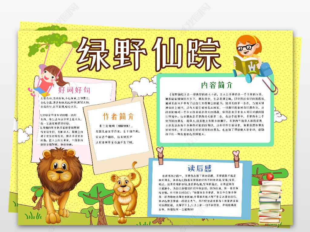 绿野仙踪小报读书阅读手抄报图书推荐小报