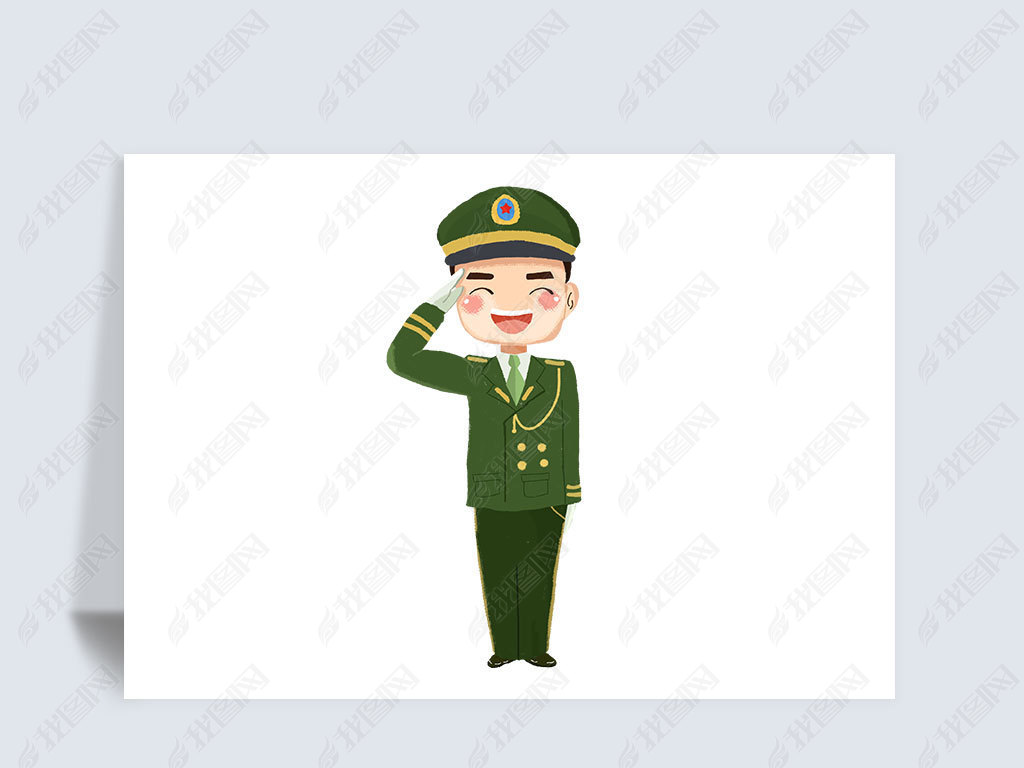 原创中国人民解放军军人敬礼插画png素材版权可商用