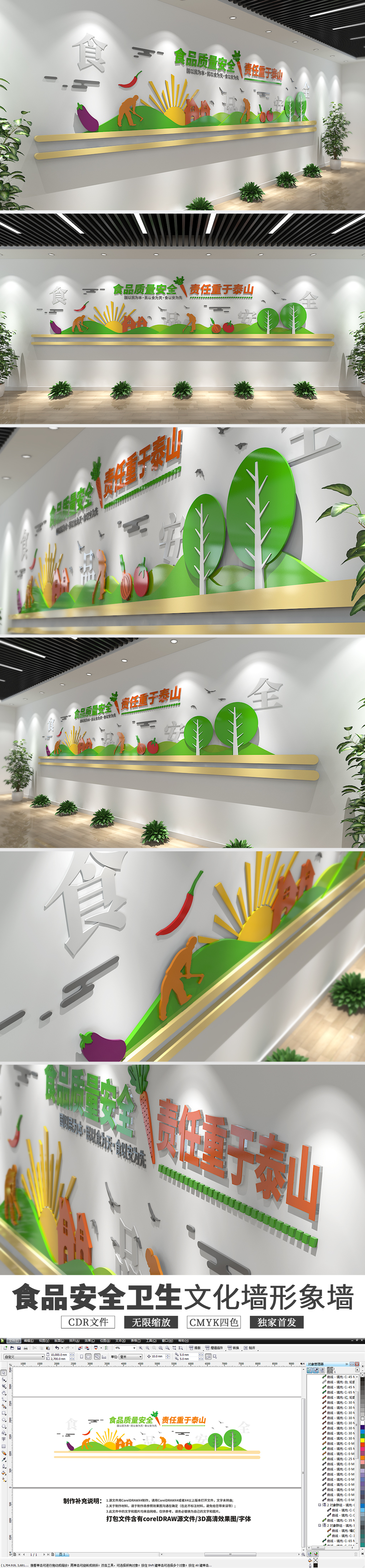 原创简约创意食品安全卫生文化墙形象墙效果图-版权可商用