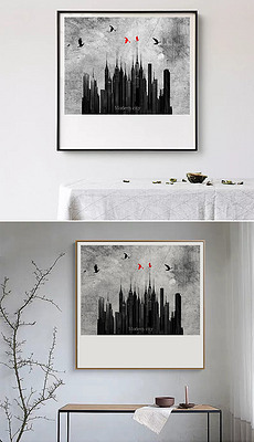装饰画简约黑白 230x400a0a0