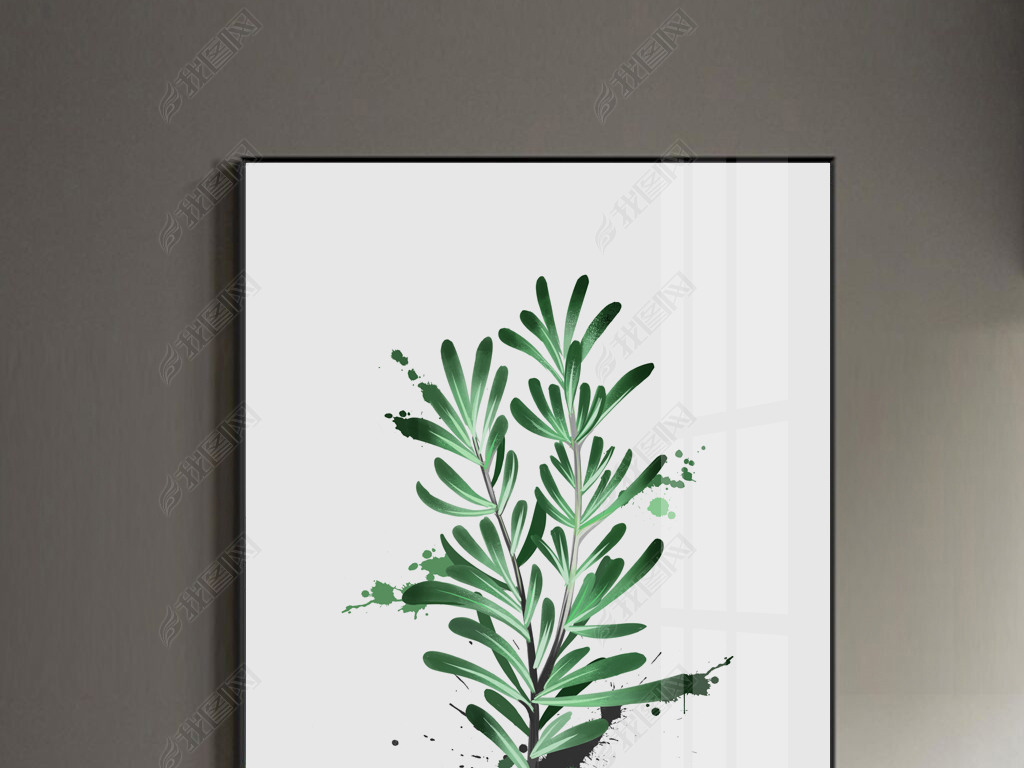 北欧现代艺术小清新手绘绿植叶子水彩装饰画