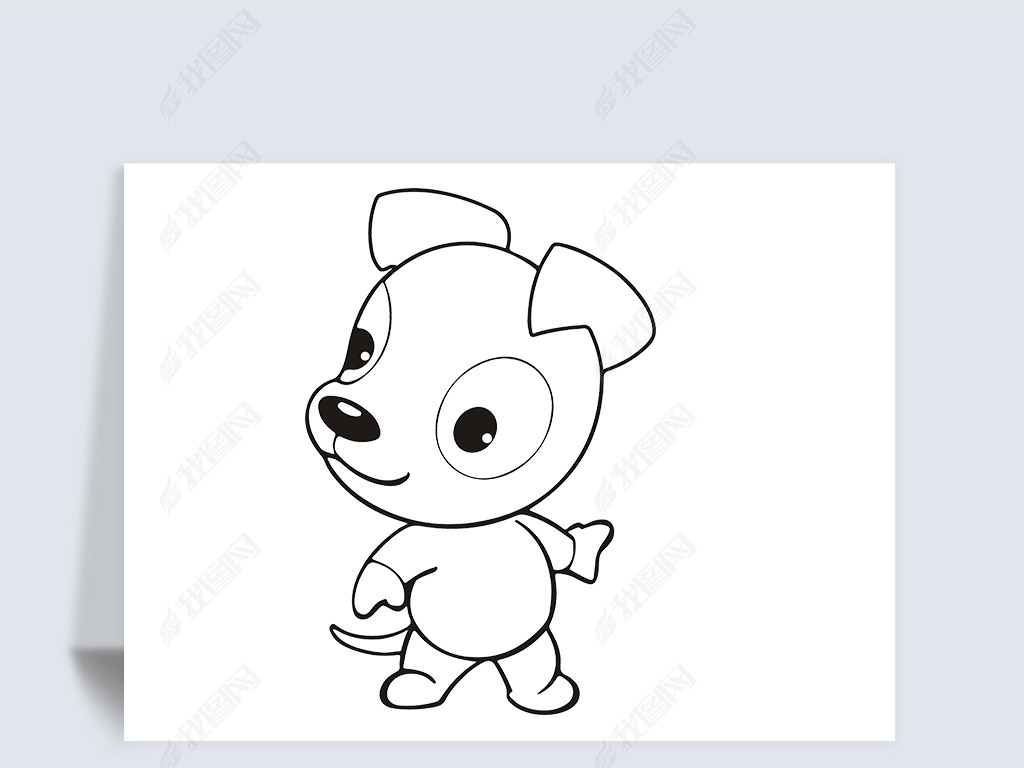 手绘线描卡通小狗生肖狗属狗cdr矢量图