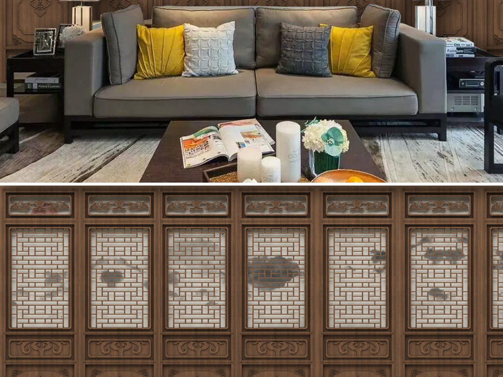 山水屏风效果图片 jpg