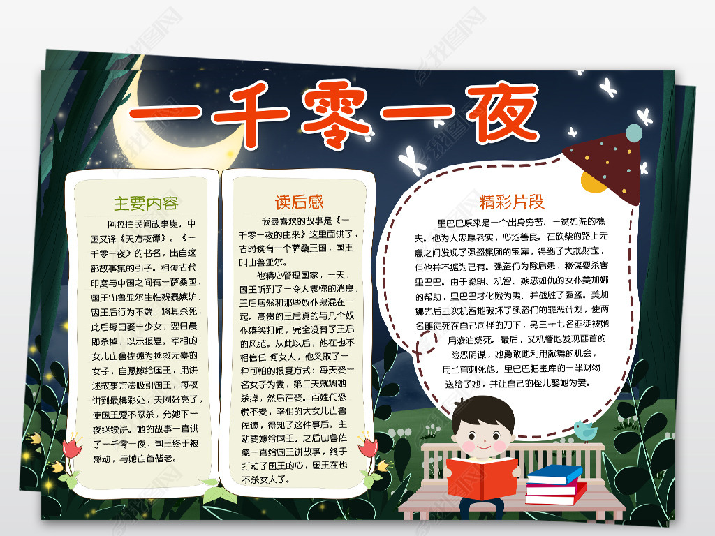 原创一千零一夜天方夜谭读书阅读好书推荐小报版权可商用