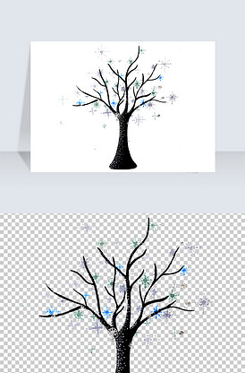 卡通雪花大树png