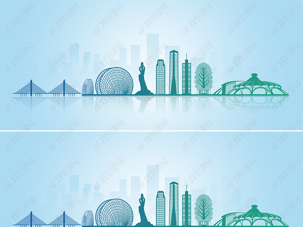 原创广东省珠海市地标建筑剪影矢量可缩放版权可商用