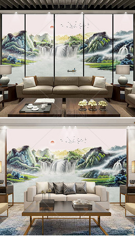 客厅最旺的山水画墙 center