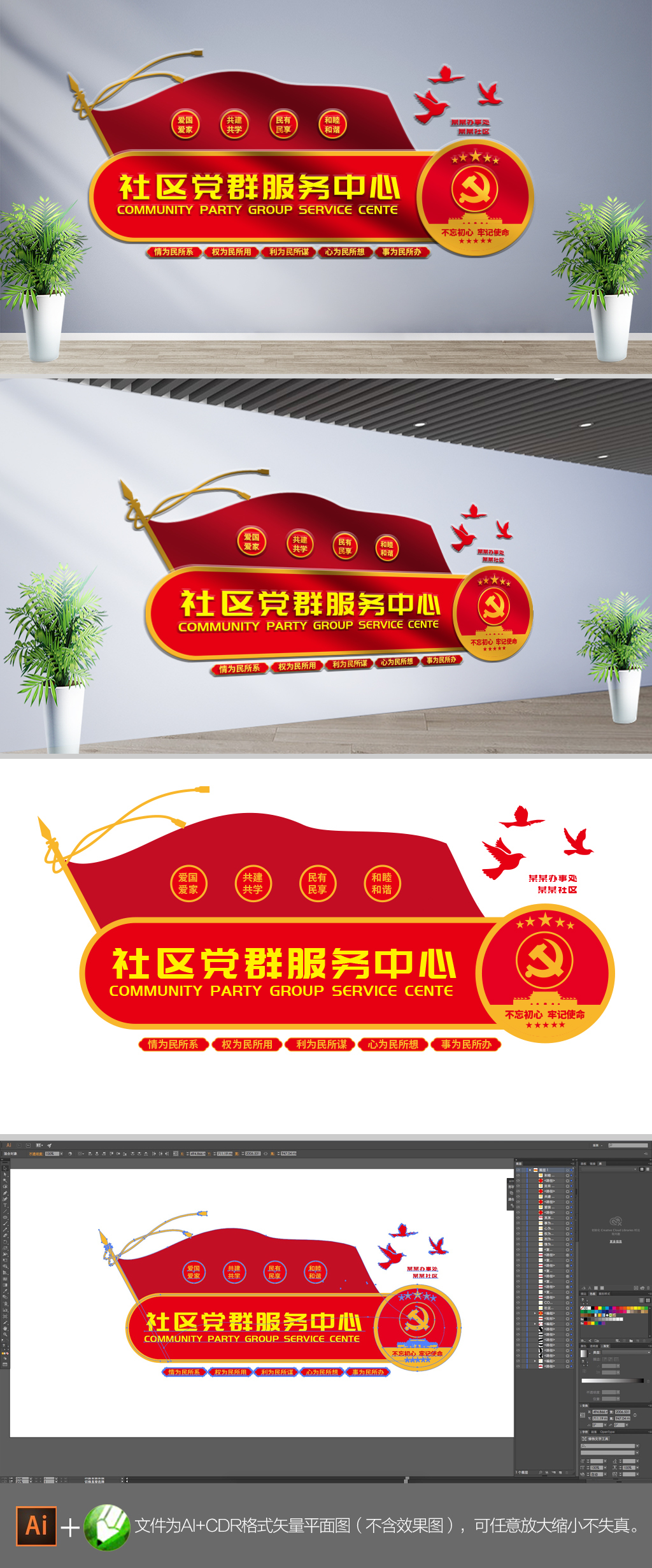 大气社区党群服务文化墙