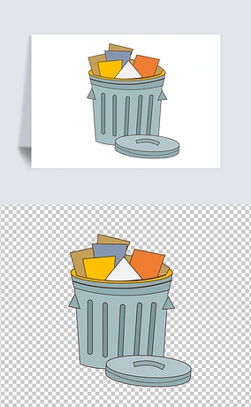 保护环境垃圾分类卡通垃圾桶简笔画透明png免抠设计素材