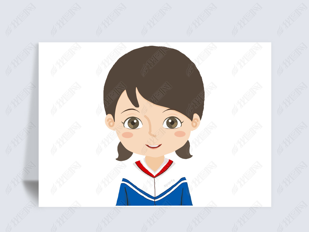 穿校服的小女儿头像卡通证件照小学生png