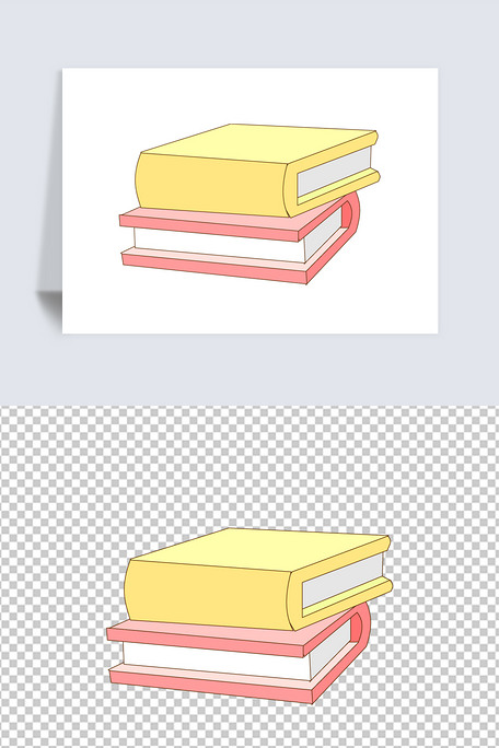 手绘卡通书设计素材漂亮的两本书透明