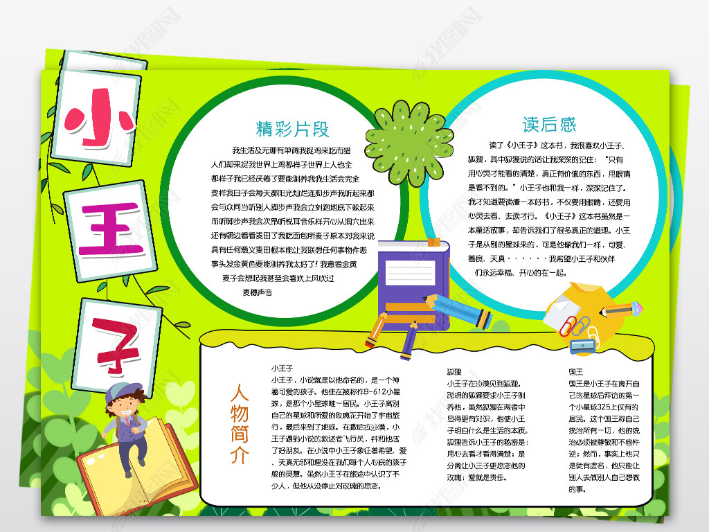 小王子小报童话故事读书阅读手抄小报素材