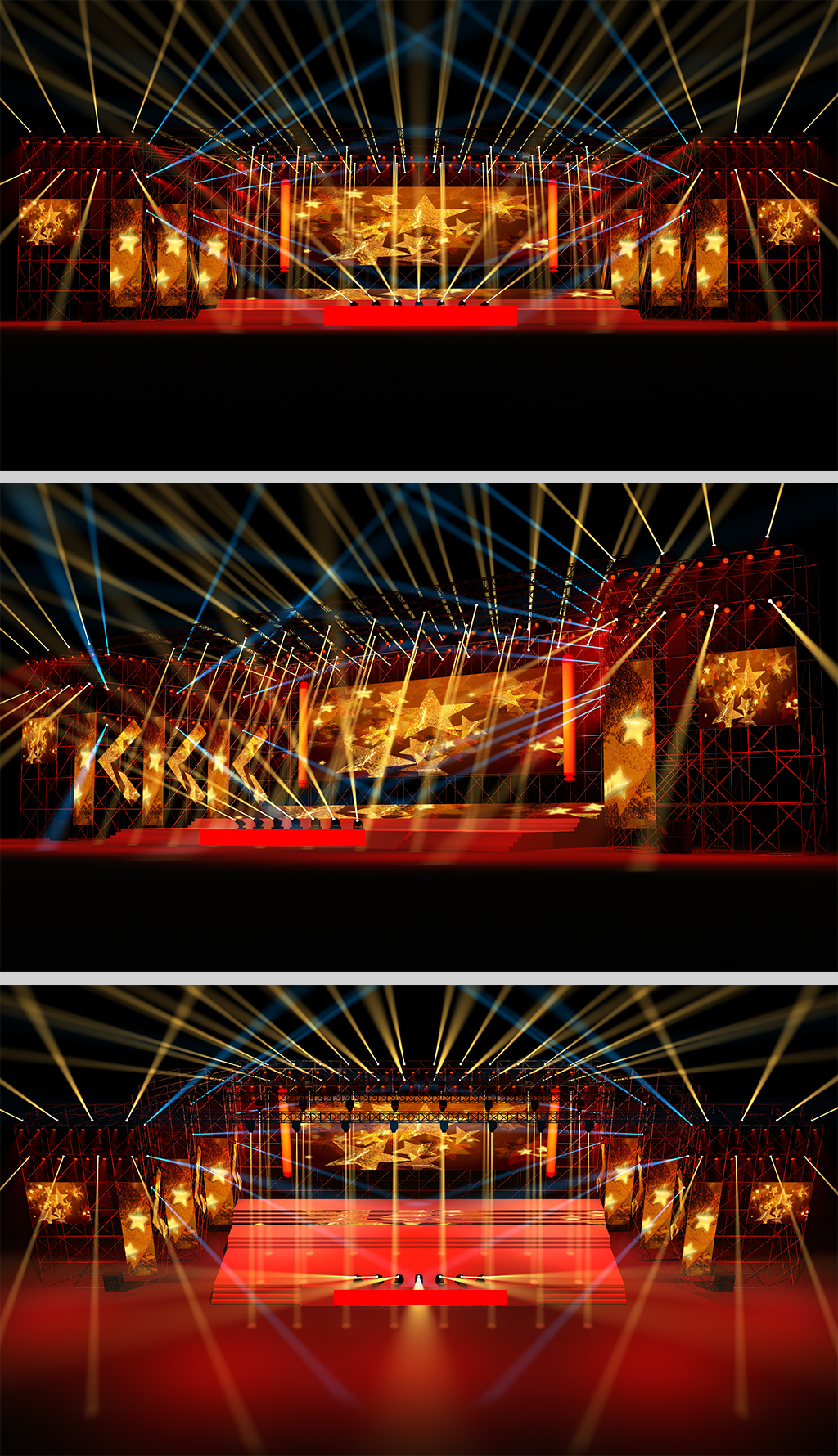原创新中国成立70周年庆舞美效果图设计舞台设计定制