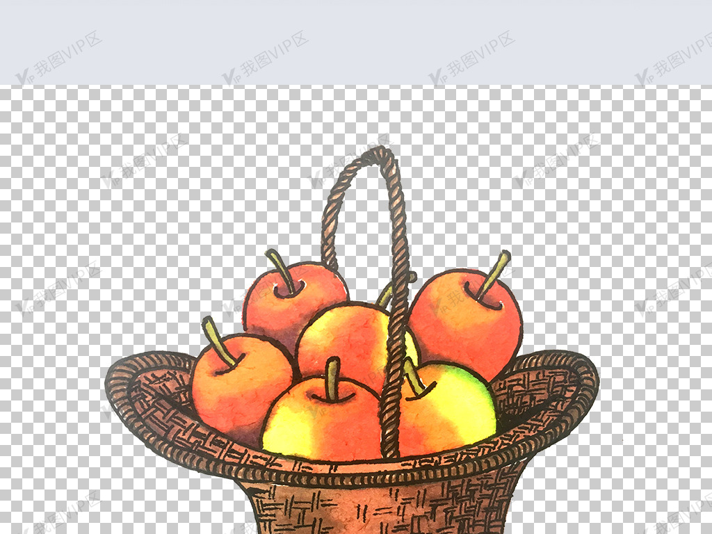 卡通一篮子苹果png