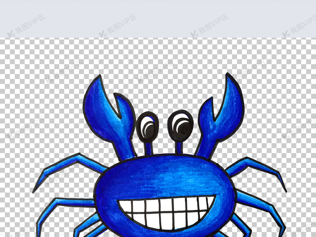 卡通蓝色螃蟹png
