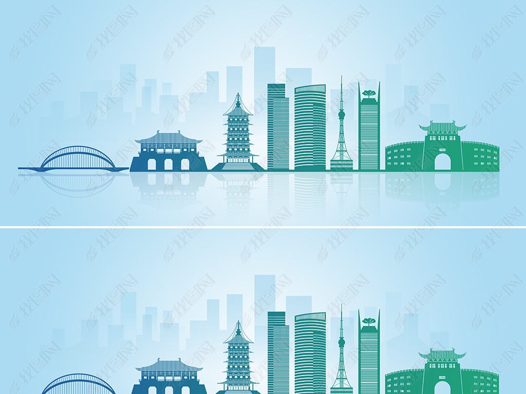 河南省洛阳市地标建筑剪影矢量可放大