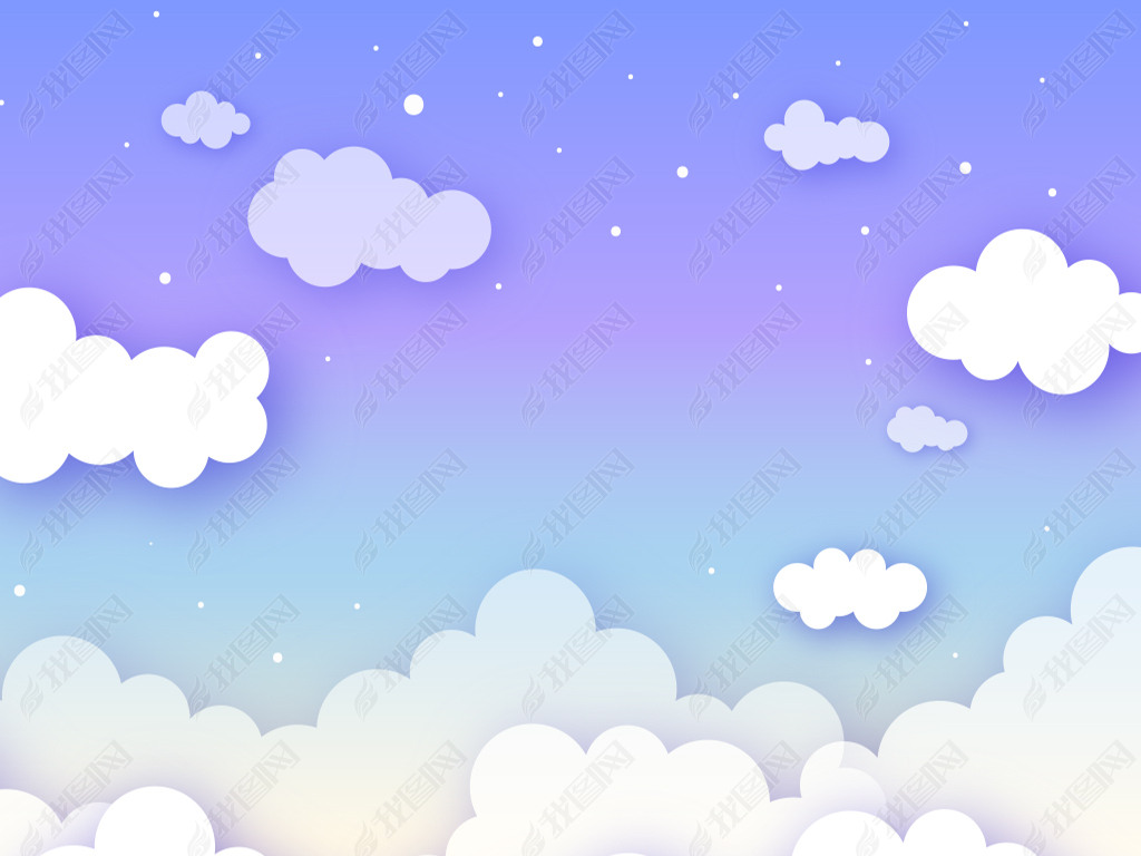 矢量手绘卡通云彩天空渐变背景.ai
