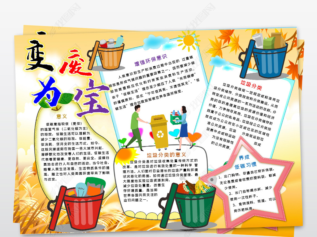 手抄报 环保手抄报 垃圾分类手抄报 > 变废为宝小报垃圾分类环保小报