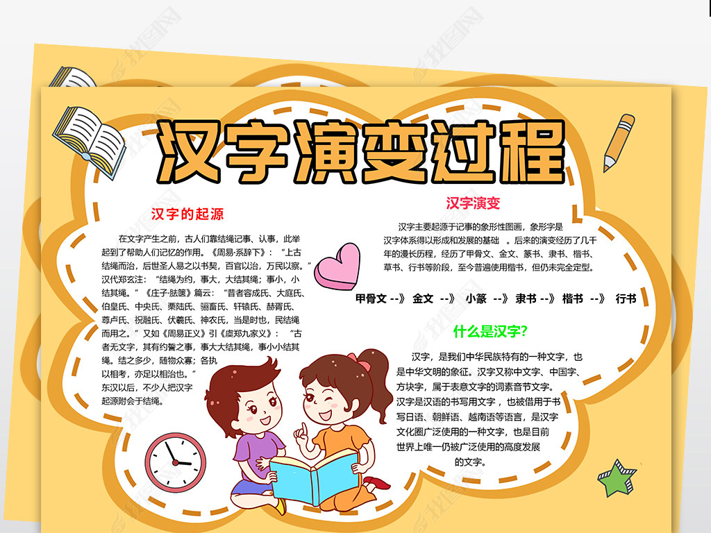 wt157汉字的演变过程手抄报汉字的起源