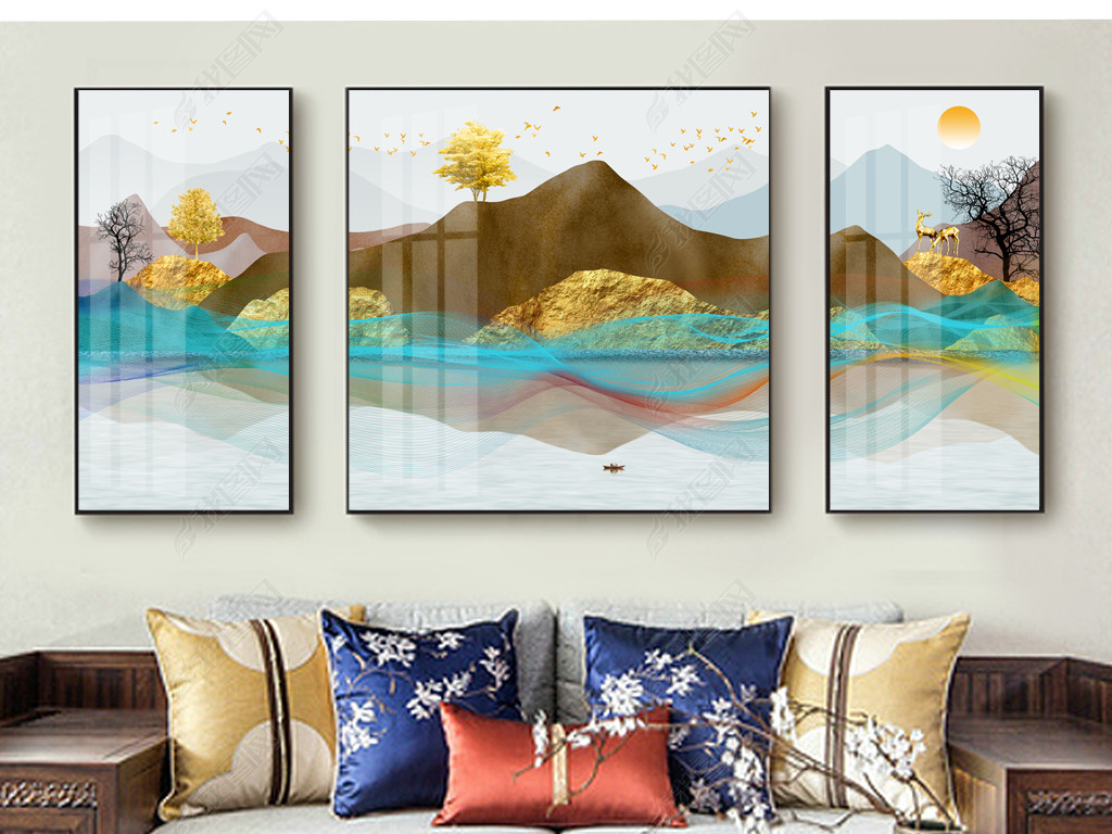 装饰画客厅现代简约轻奢油画 jpg