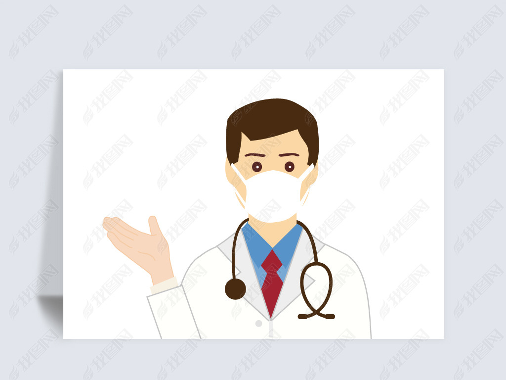 戴口罩穿白大褂职业男医生卡通人物形象免抠素材