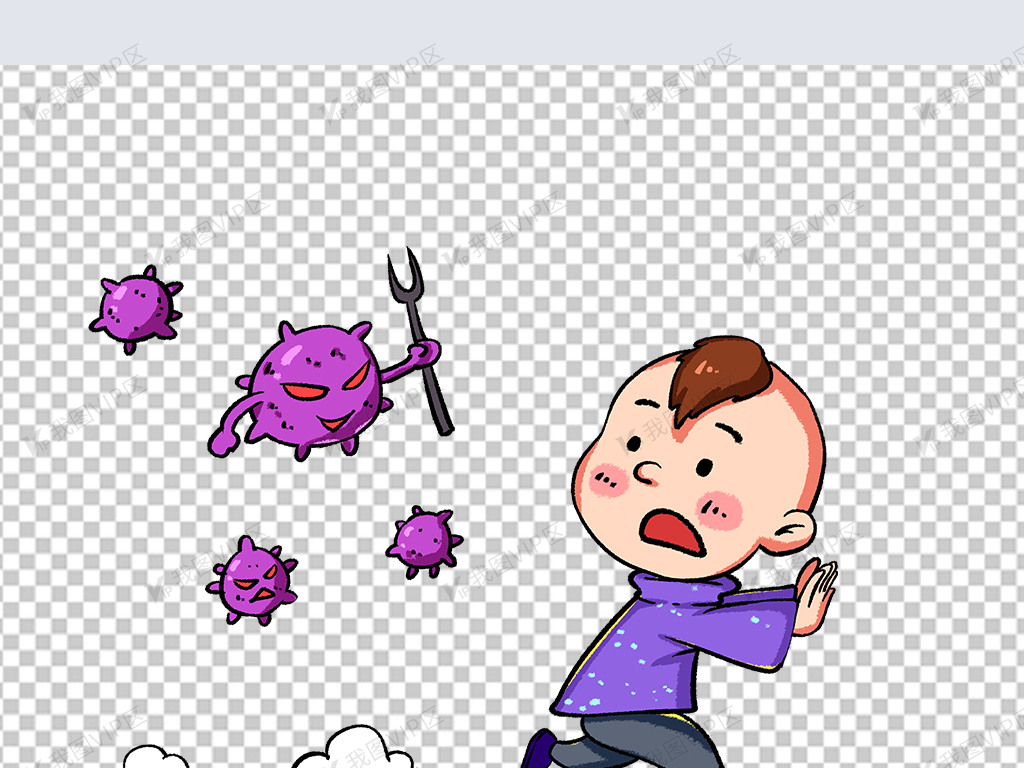 手绘卡通儿童预防新型冠状病毒png