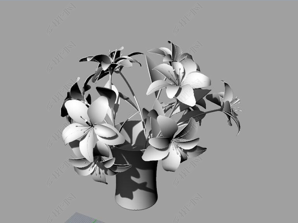 原创兰花插花花朵鲜花瓣犀牛模型版权可商用