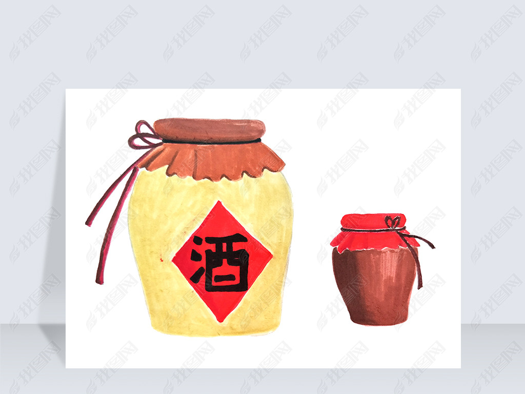 卡通酒坛png