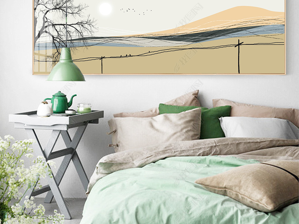 装饰画卧室床头挂画长方形 jpg