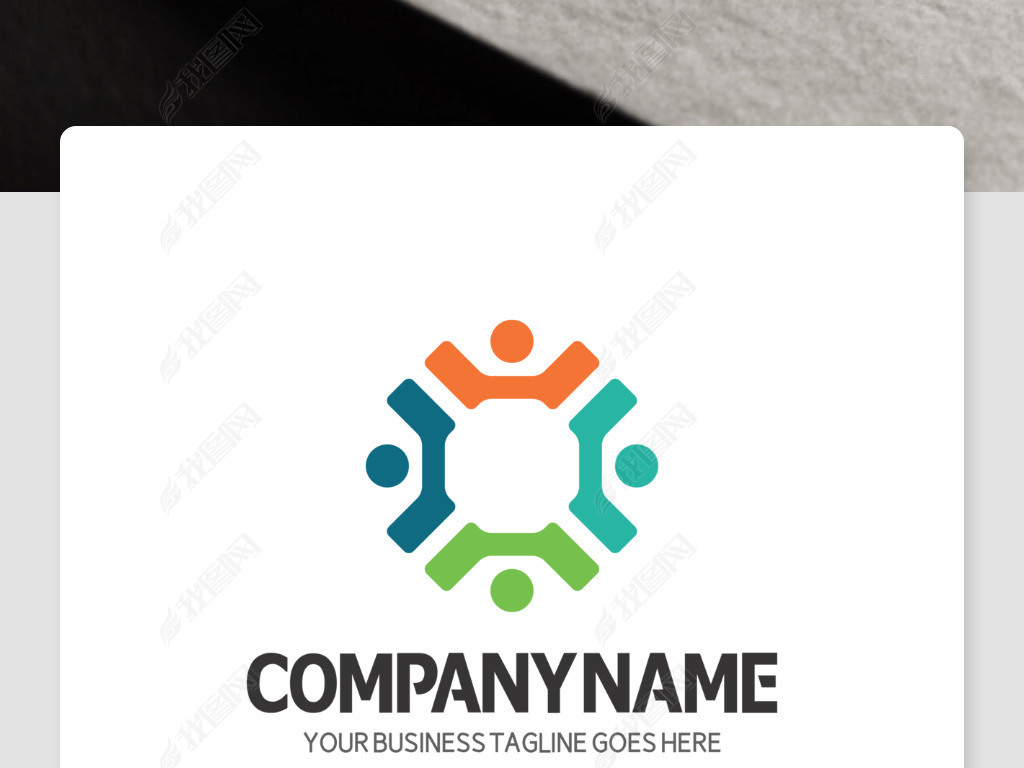 原创抽象人物logo标志设计象征团结标识素材版权可商用