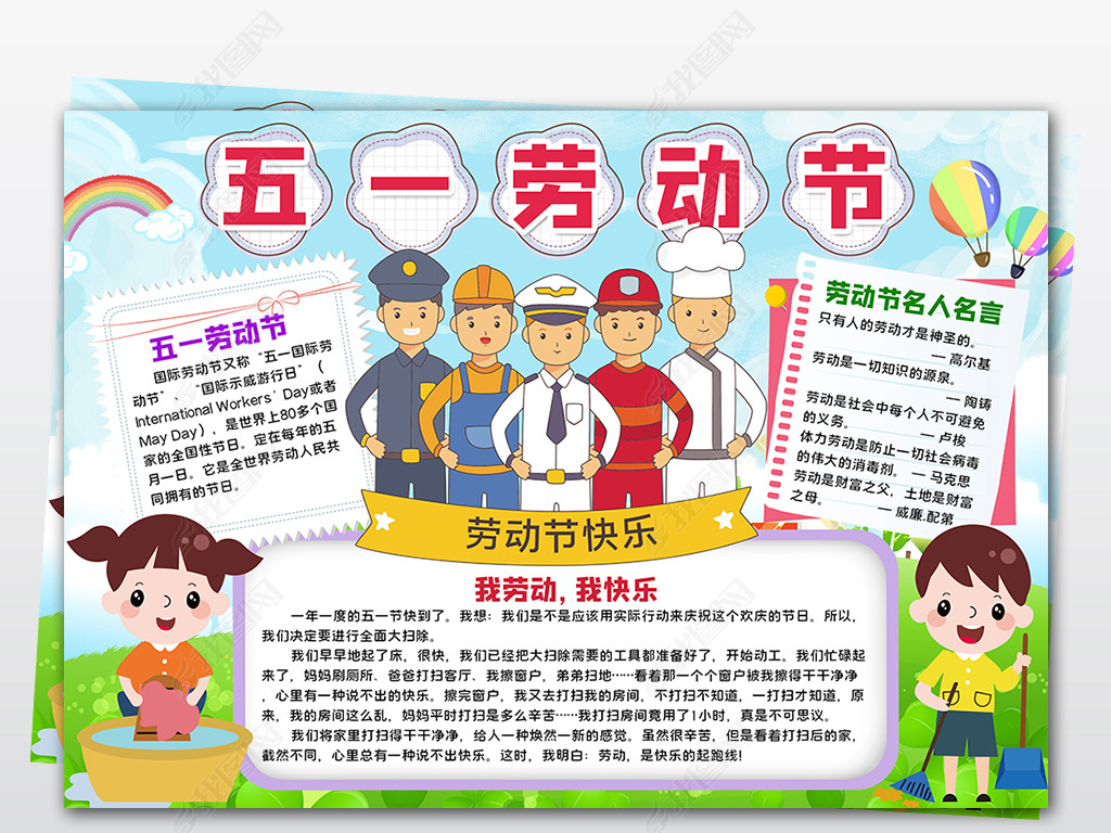 wordpsd51劳动节小报五一手抄报五一致敬抗疫劳动者小报劳动节小报