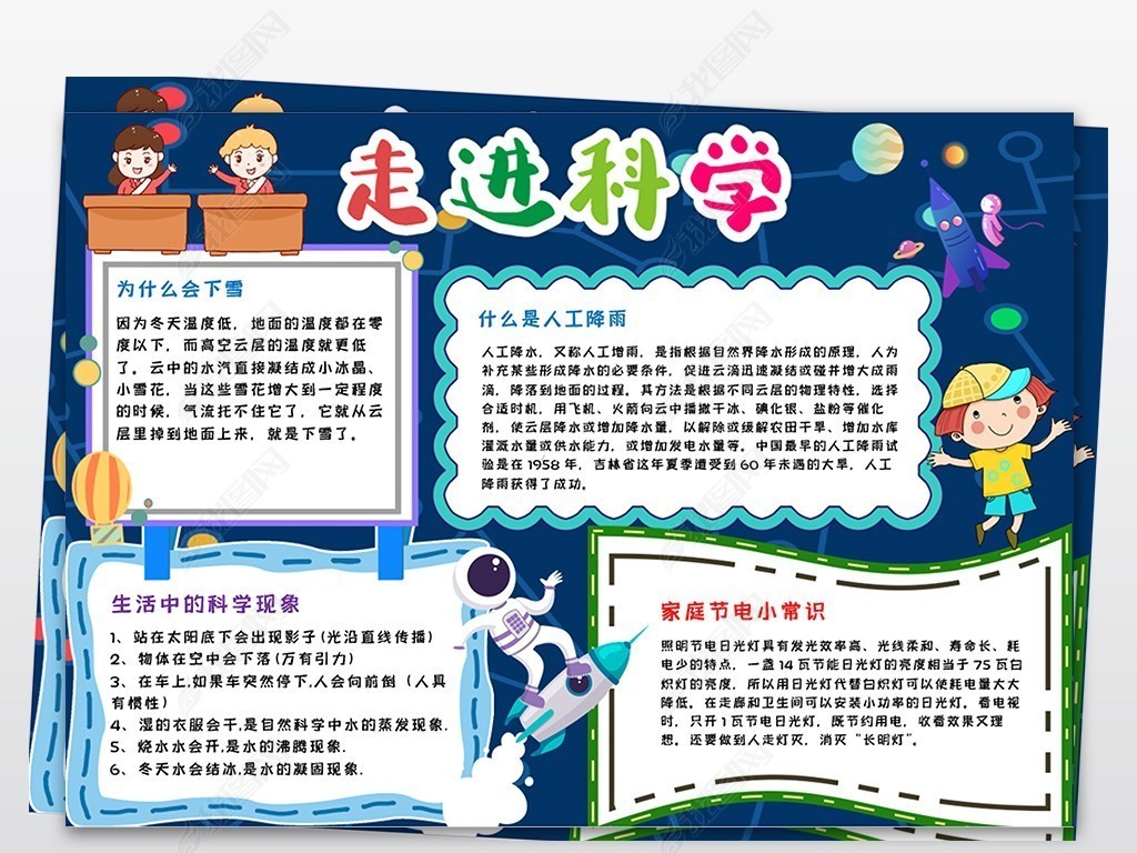 原创走进科学手抄报科学小报电子报模板版权可商用