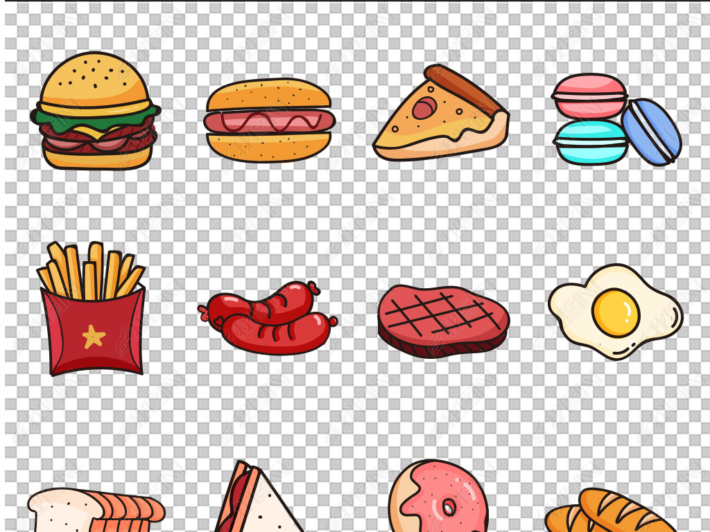 原创原创手绘彩色食物简笔画png免扣素材版权可商用版权可商用