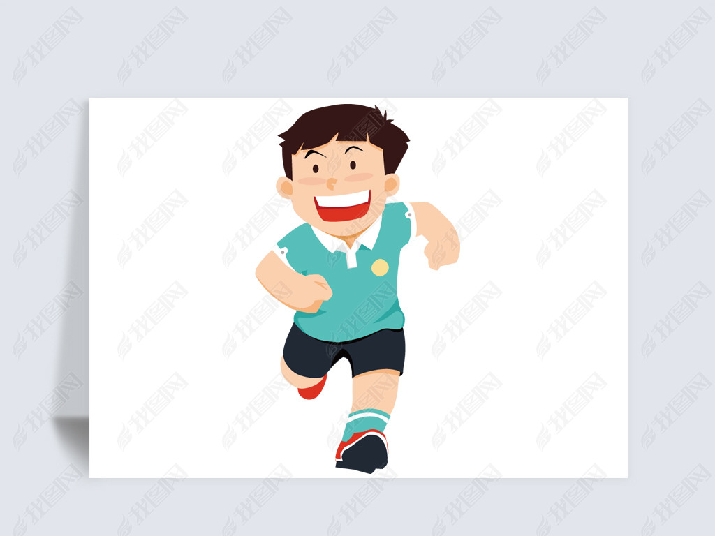 奔跑的小男孩运动会体育节卡通人物形象png免抠元素设计素材图片