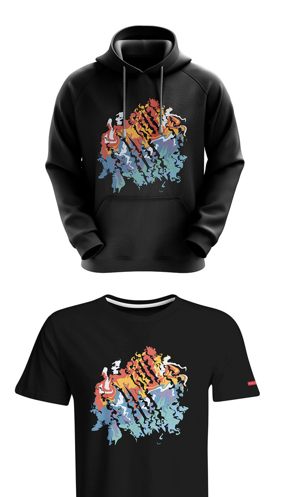 时尚简约风手绘肌理T恤图案